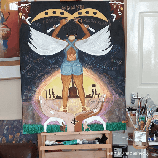 "Rise" Art piece by Amja Unabashedly created in recognition of Internal Women's Day, the Million Women Rise 2020 and the power of Sisterhood Solidarity.