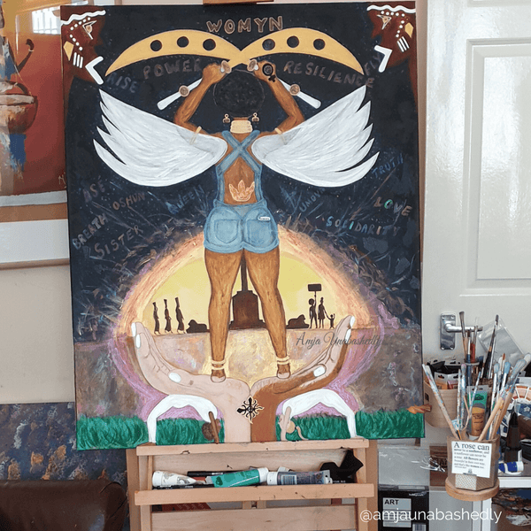 "Rise" Art piece by Amja Unabashedly created in recognition of Internal Women's Day, the Million Women Rise 2020 and the power of Sisterhood Solidarity.